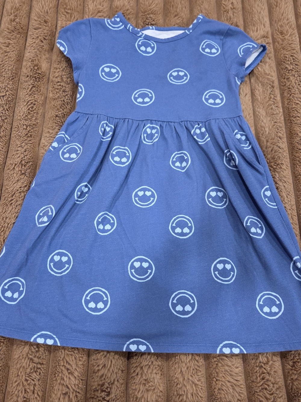 Wonder Nation Girl’s Play Dress Size Small 6X Blue Smiley Face